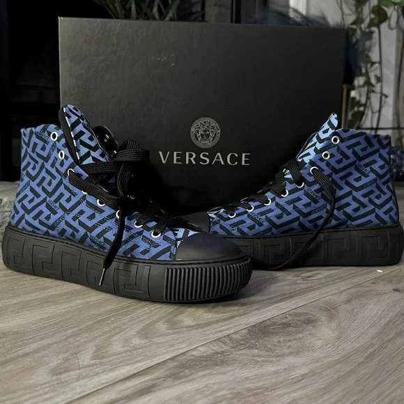 Versace | Shoes | Versacemens Blue Greca Hightop  display picture 1